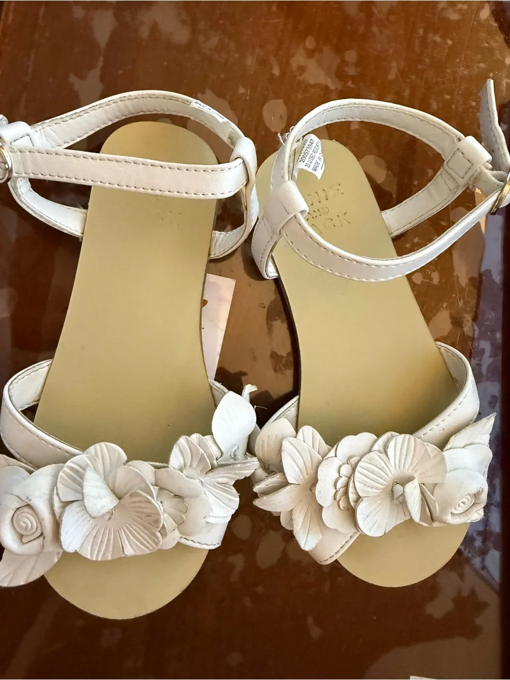 Girls Janie and Jack White Floral Ankle-Strap Sandals